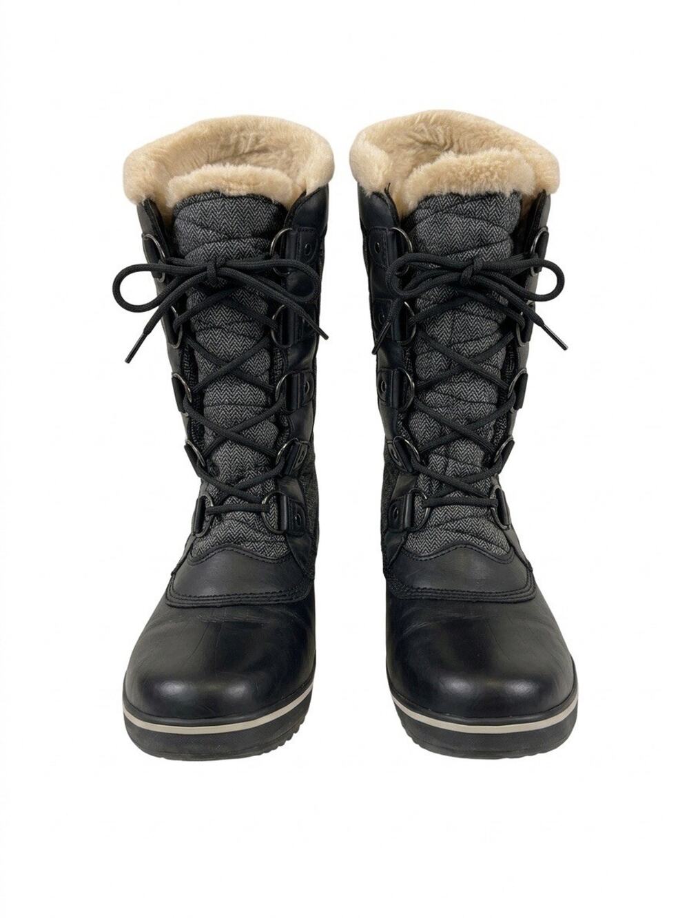 JBU Jambu Lorna Women's Size 8 Black Herringbone Winter Boots Faux Fur Worn Once